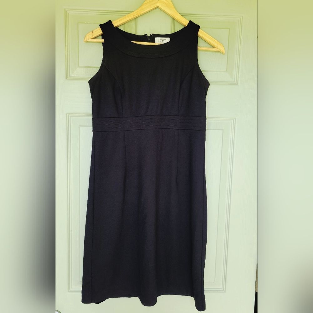 LOFT Black Sleeveless Midi Dress w/Waistband Detail  Business Casual 90s Size 4P
